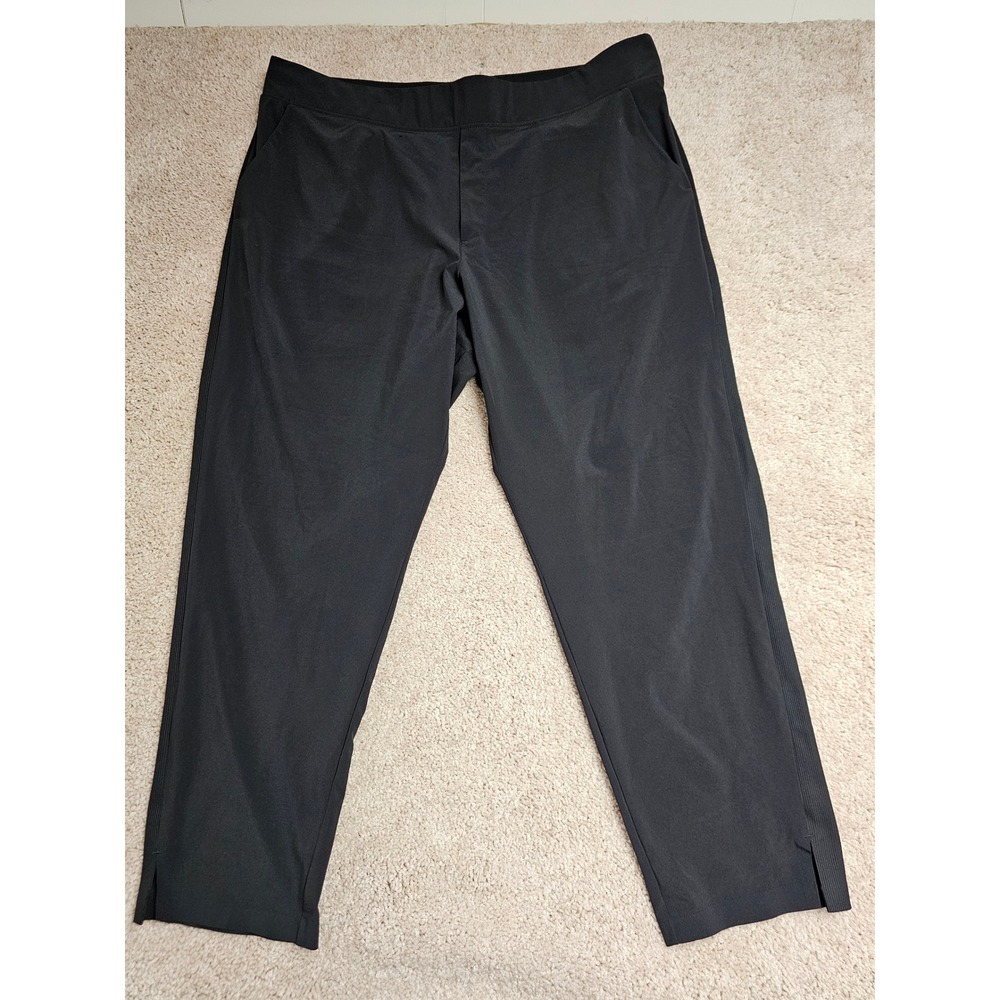 Athleta Brooklyn Ankle Pant Black Size 18 Ribbed Waistband Tapered Leg Commuter